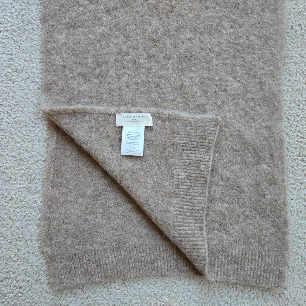 NWOT Sezane Marianne Baby Alpaca Camel Scarf Plush Fuzzy FIRM - Picture 4 of 16